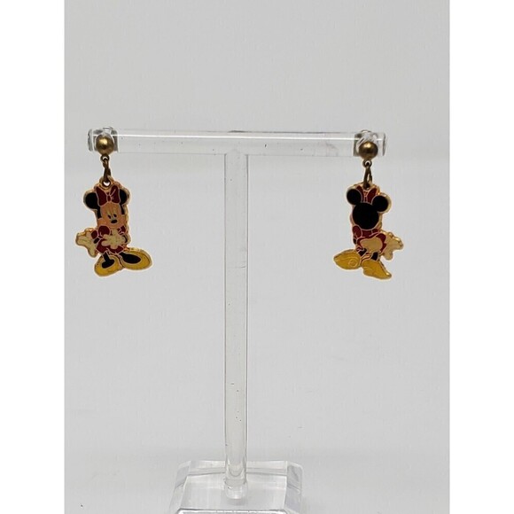 DISNEY MINNIE MOUSE ENAMEL DANGLE  EARRINGS PIERCED - Picture 6 of 8